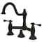 Kingston Brass KS3915BL Restoration Bathroom Bridge Faucet, Oil Rubbed Bronze KS3915BL - alternate 1